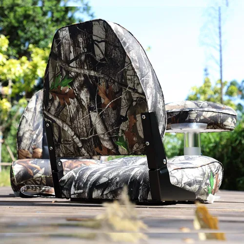 Vista 6 de NORTHCAPTAIN Asiento plegable para barco de pesca con respaldo alto, tornillos de acero inoxidable incluidos, camuflaje, 2 asientos