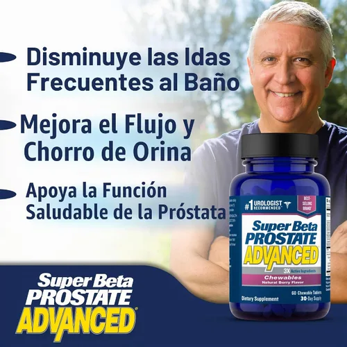 Vista 5 de SUPER BETA PROSTATE Advanced Chewables - Suplemento de apoyo de próstata para la salud masculina (60 masticables, 1 botella)