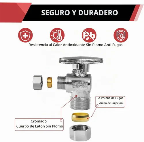 Vista 5 de Paquete de 2 válvulas de parada angular EFIELD de 1/2 pulgadas nominal (5/8 pulgadas de diámetro) de compresión x 3/8 pulgadas de diámetro exterior