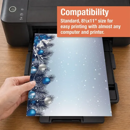 Vista 3 de Current - Papelería navideña de campanas plateadas, para cartas de Navidad o notas escritas a mano, 25 hojas, 8½ x 11 pulgadas, compatible con Bells