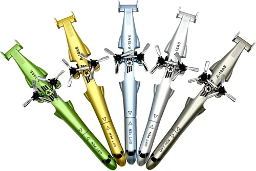 Vista 7 de 5 bolígrafos novedosos con forma de avión, bolígrafo de gel para helicóptero, bolígrafo inspirador de aviador con 12 recambios para oficina, fiesta