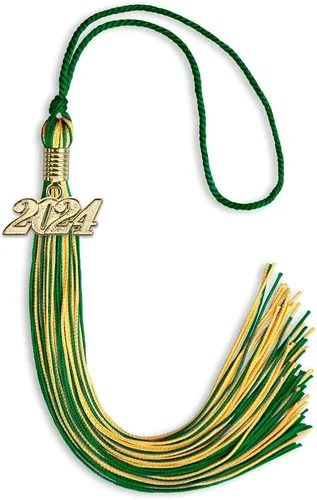 Vista 187 de Endea Graduation - Borla de doble color mixto con fecha dorada (negro/dorado antiguo, 2021)
