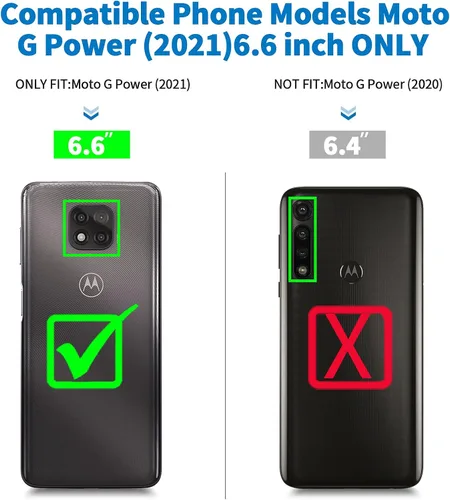 Vista 2 de Funda para Moto G Power 2021, Motorola G Power 2021, resistente a prueba de golpes, protección a prueba de polvo, 3 en 1, funda protectora Negro