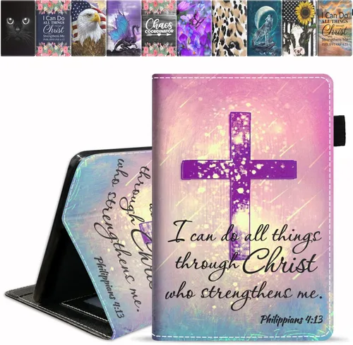 Vista 11 de Funda para tablet Kindle Fire HD 10/Fire HD 10 Plus (11ª generación, versión 2021), funda de piel sintética de alta calidad con ranura para tarjeta