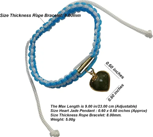 Vista 4 de Pulseras de cuerda ajustable con dije de protección de la suerte hilo espiritual azul corazón moneda que promueve el amor joyería para mujeres