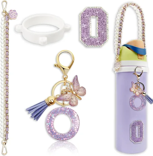 Vista 31 de Letter Handle Strap Accessories with Cute Initial Charm Compatible with Owala Water Bottle 24oz 32oz 40oz Owala Kids