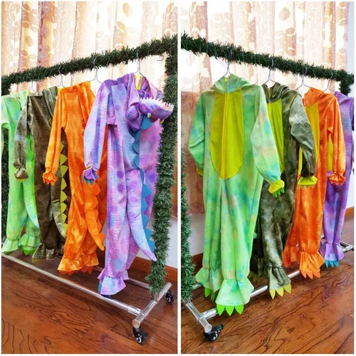 Vista 7 de DearSun Disfraz de dinosaurio T-Rex para niños, disfraz de dinosaurio con capucha (L120, patrón de camuflaje)