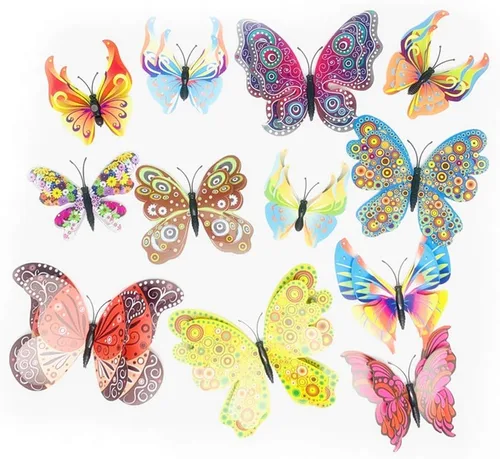 Vista 2 de Imanes de mariposa 3D de PVC para nevera, imanes de nevera, calcomanías de pared con imán para decoración de pared, decoración artística