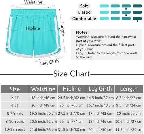 Vista 2 de Resinta Paquete de 5 pantalones cortos de correr para niñas de secado rápido, pantalones cortos deportivos de poliéster para niños, pantalones