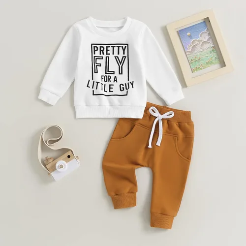 Vista 5 de Engofs Conjunto de sudadera de manga larga para bebé niño y niña, 2 piezas, sudadera de manga larga para otoño e invierno