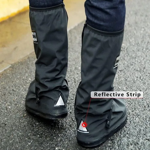 Vista 6 de USHTH, cobertor de lluvia para zapato o bota, impermeable, blanco, con reflector (1 par)