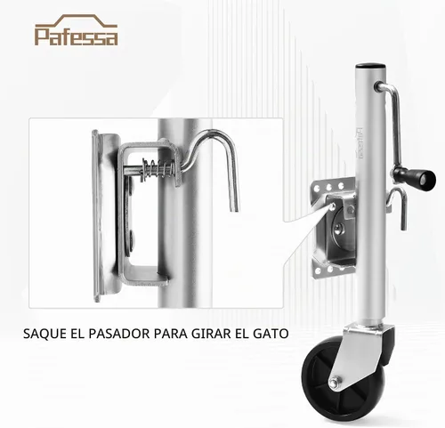 Vista 4 de Gato resistente para remolque - capacidad de elevación de 1000 libras, elevación de 10 pulgadas, gato giratorio lateral para lengua marina