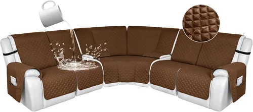 Vista 35 de HDCAXKJ Fundas de sofá seccional reclinable 100% impermeable, forma de L, funda de sofá reclinable lavable acolchada suave para mascotas, perro