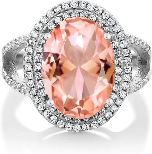 Vista 20 de Gem Stone King Anillo de piedra preciosa y piedra natal de 5-10 quilates para mujer Plata de ley 925 Ovalado 14X10MM Anillo de boda