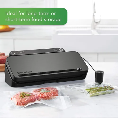 Vista 6 de Máquina Selladora al Vacío FoodSaver con 4 Ajustes Incluyendo Pulso y Marinado con Bolsas Selladoras y Rollo, Selladora al Vacío Portátil
