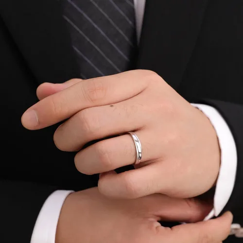 Vista 8 de Meissa 2 anillos de pareja para hombres y mujeres de plata de ley 925, anillos de boda anchos, tamaño ajustable, anillo de promesa a juego, anillos