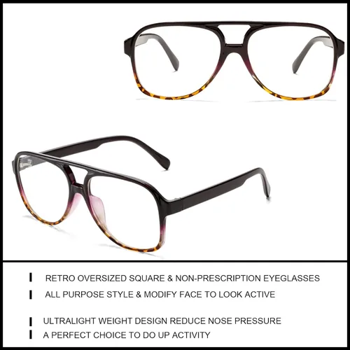 Vista 4 de Pro Acme Lentes de gran tamaño para mujeres y hombres sin receta médica lentes grandes transparentes y clásicos con doble puente