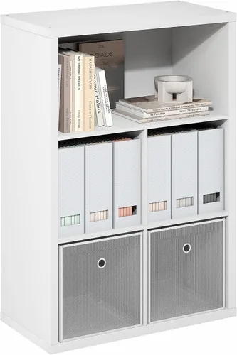 Vista 8 de Furinno LUDER - Estantería de libros, estantería moderna de 2 niveles, estantería abierta de 9 x 16 x 21, para sala de estar, dormitorio, oficina