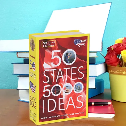 Vista 9 de Caja fuerte con diseño de páginas reales de 50 estados con cerradura de combinación, cajas de seguridad para guardar libros para artículos