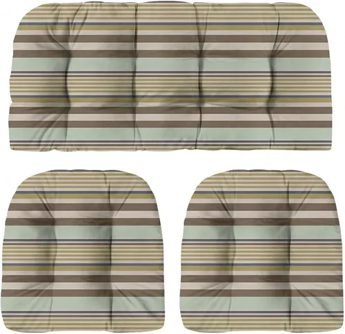 Vista 28 de RSH DECOR: Sunbrella - Juego de 3 cojines de mimbre copetudos 41 x 19 pulgadas y 19 x 19 pulgadas Fabricado con tela de rendimiento Sunbrella