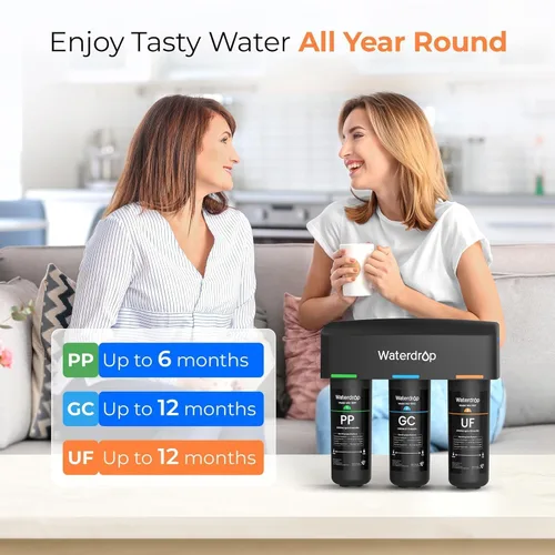 Vista 8 de Waterdrop WD-TSA-UF 0.01 μm Filtro de agua ultrafiltración debajo del fregadero, Sistema de filtración de agua debajo del fregadero de 9 etapas