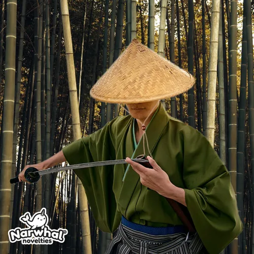 Vista 6 de Narwhal Novelties Sombreros de bambú orientales bambú festivo, paja china y sombreros de paja japoneses para hombres y mujeres, ideales para eventos