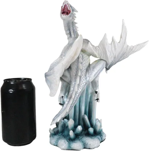 Vista 8 de Ebros Gift Figura decorativa de dragón de invierno de nieve ártica blanca en cristal gigante de hielo de montaña glaciar rocas estatua Winterland