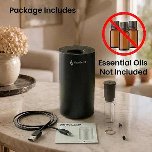 Vista 8 de GentleJet LiteMist Difusor de aroma recargable sin agua para dormitorio, oficina y automóvil, niebla de aceite esencial de aire frío, cuerpo