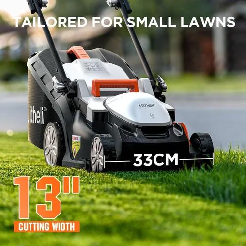 Vista 2 de Litheli Cortacésped inalámbrico de 13 pulgadas, U20 Handy+ 20V cortacésped eléctrico para jardín, patio y granja, ajuste de 5 alturas, peso ligero