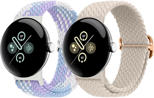 Vista 58 de Correas trenzadas Solo Loop compatibles con Google Pixel Watch 4, 3, 2, 1 de 1.61 pulgadas/1.77 pulgadas, correas elásticas ajustables de nailon