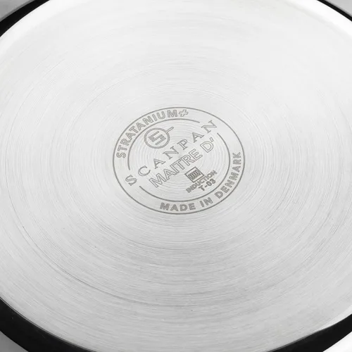 Vista 5 de Scanpan Stratanium+ - Juego de sartenes antiadherentes de acero inoxidable de 9.5 y 11 pulgadas con tapas, Maitre D', fabricado en Dinamarca