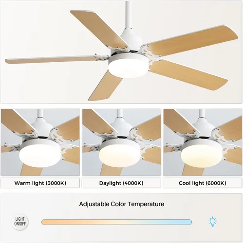 Vista 4 de Sofucor Ventiladores de techo con luces, ventilador de techo de perfil bajo de 42 pulgadas con luz y control remoto, moderno ventilador de techo