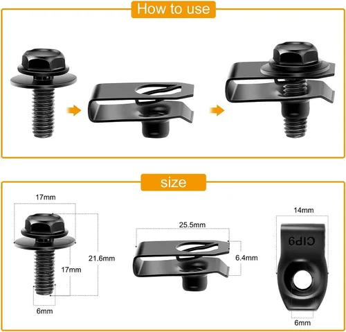 Vista 3 de GOOACC Pernos de protección contra salpicaduras del motor y clips para guardabarros Honda (40 piezas)