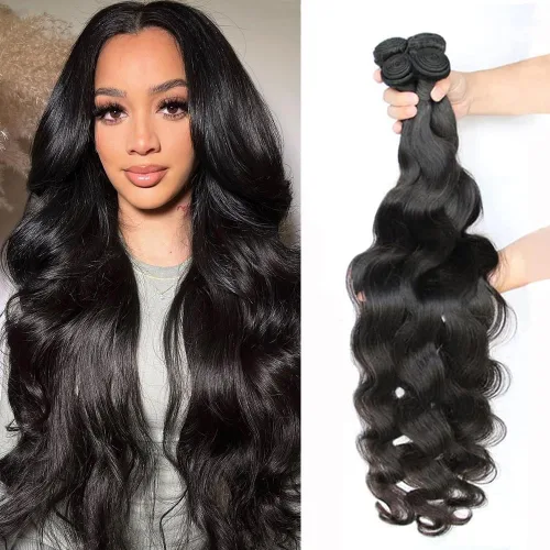 Vista 24 de Extensiones de cabello humano ondulado de 16, 18, 20, 22 pulgadas, grado 10A, extensiones de cabello humano ondulado 100% sin procesar, color negro