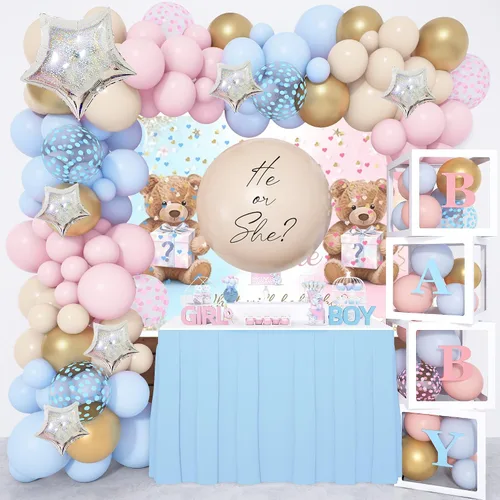 Vista 9 de Amandir 137 globos de color azul bebé, decoraciones para baby shower