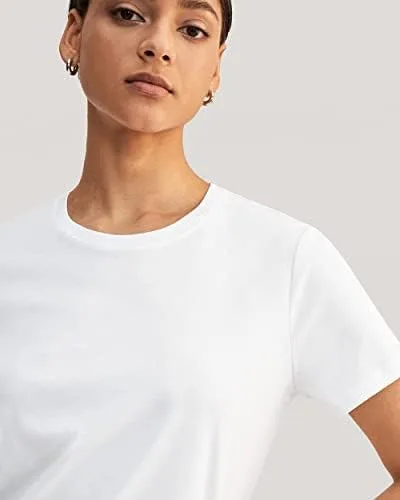 Vista 5 de LilySilk Camiseta básica de mezcla de algodón de seda para mujer, manga corta, cuello redondo, suave, simple, para verano