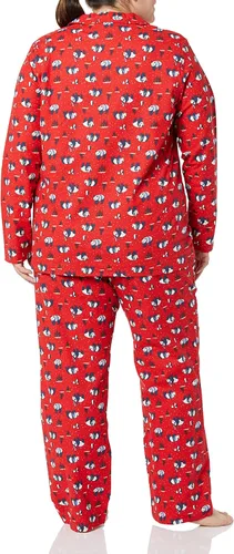 Vista 4 de Tienda Essentials Conjunto de pijama de franela de manga larga con botones frontales para mujer
