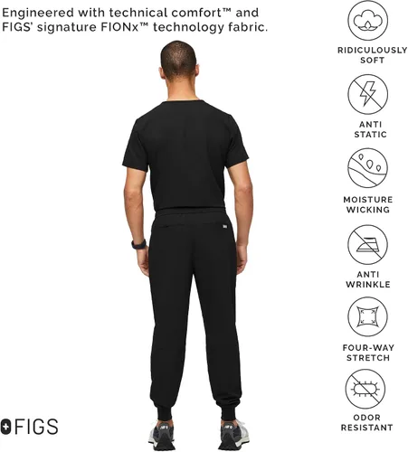 Vista 3 de FIGS Tansen - Pantalones deportivos para hombre, ajuste delgado, 5 bolsillos, elástico en 4 direcciones, pantalones quirúrgicos antiarrugas