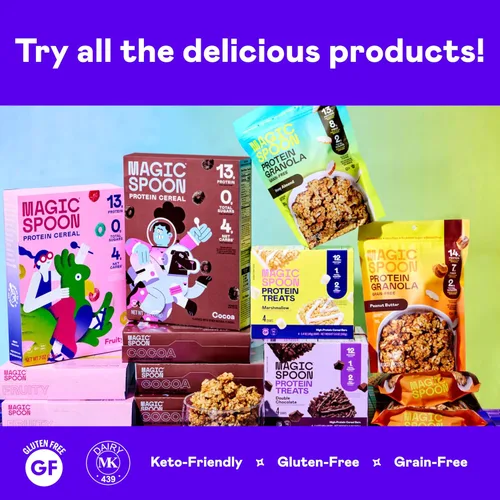 Vista 6 de Cereal Magic Spoon - Cereales Altos en Proteínas - Snacks Sin Azúcar y Comida para el Desayuno - Cereal Sin Granos y Sin Gluten - Snacks Saludables