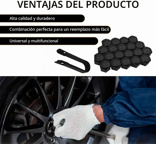Vista 4 de 20 unidades de tapas para tuercas de rueda, tapones de 17 mm con herramienta de extracción, tapa hexagonal de plástico a prueba de polvo para rueda
