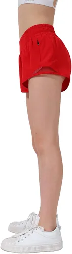 Vista 3 de Aurefin Pantalones cortos deportivos para niñas, pantalones cortos ligeros para correr para adolescentes, niñas, pantalones cortos deportivos