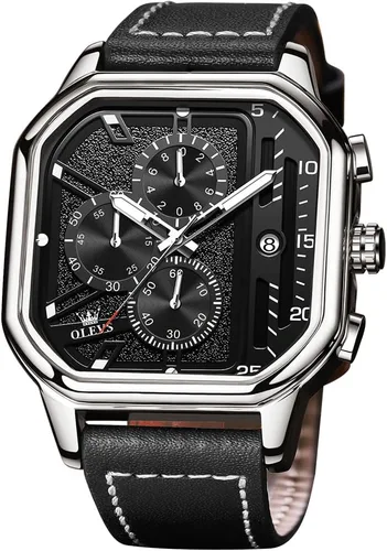 Vista 8 de OLEVS Reloj de Pulsera Elegante para Hombre, Relojes de Correa de Silicona para Hombre, Reloj Cronógrafo Pro Diver de Acero Inoxidable, Reloj