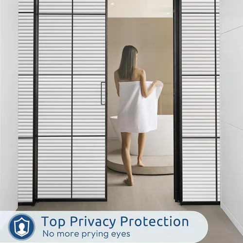Vista 3 de rabbitgoo Película de privacidad para ventana, película de vidrio esmerilado para baño, adhesivo estático no adhesivo extraíble para puerta