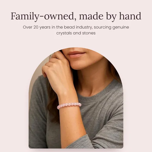Vista 7 de Colección Cherry Tree - Pulseras de cuentas de gemas para mujeres y hombres, tamaños pequeños, medianos y grandes, cuentas redondas de 8 mm Cuarzo