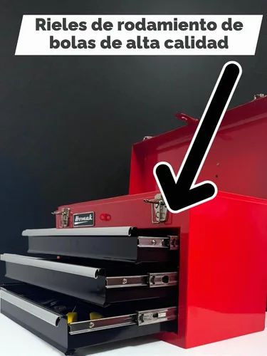 Vista 4 de Caja de herramientas portátil de metal Homak, de 20 pulgadas, con 3 cajones, pequeño cofre de herramientas con forros EVA, cajones deslizantes
