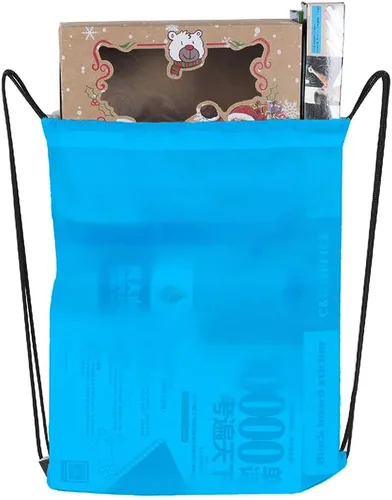 Vista 7 de Bolsas de cordón a granel, Poliéster Draw String Bag, Gym Sports Cinch Bag Mochila con cordón, Azul-cielo