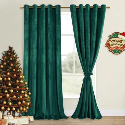 Vista 40 de DWCN - Juego de 2 paneles de cortina de terciopelo con ojales negros, tratamiento de ventanas con aislamiento térmico, apilables, decoración moderna