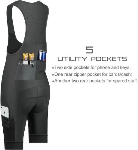 Vista 4 de CEROTIPOLAR Cycling Bibs Men, Long Riding Pad Bicycle Biking Bib Shorts UPF50+