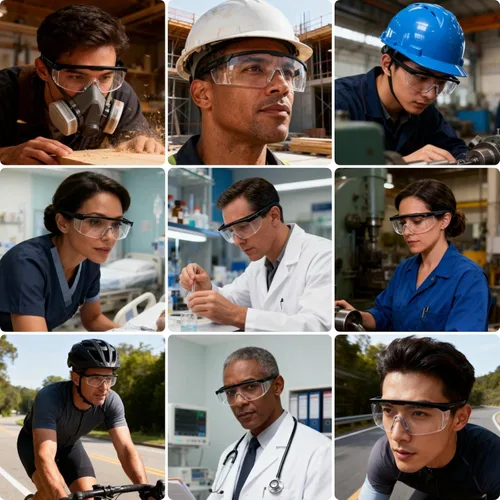 Vista 2 de Lentes de seguridad para gafas de protección y protección contra salpicadura de escombros tipo googles para laboratorio de trabajo
