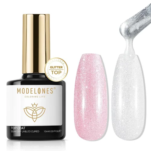 Vista 18 de Modelones Esmalte de uñas en gel con purpurina, brillo plateado reflectante, mix de purpurina brillante, gel transparente con destellos de confeti